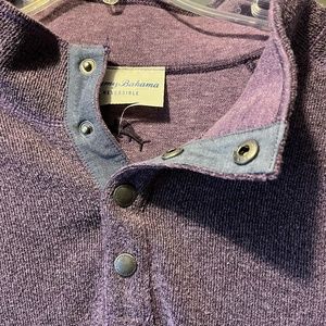 TOMMY BAHAMA ' FLIP TIDE' REVERSIBLE 1/4 BUTTON FLEECE / SWEATER MEN'S XL NWT